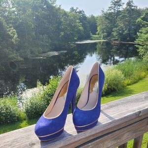 Blue and Gold Michael Kors High Heels NEVER WORN